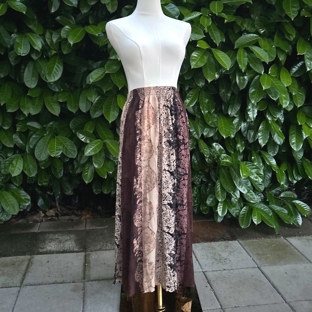 Vintage 90s Sharon Anthony Maxi Skirt Brown Paisley whimsy cottagecore